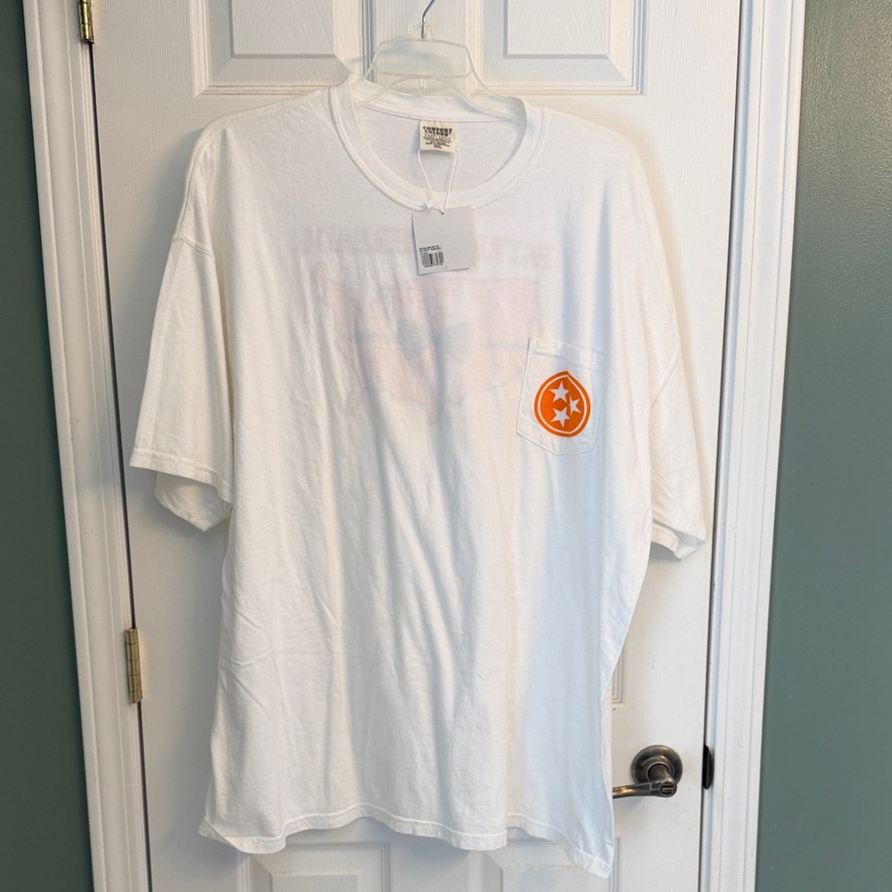 Comfort Colors White Short-Sleeve Tee with Orange Star Pocket Logo